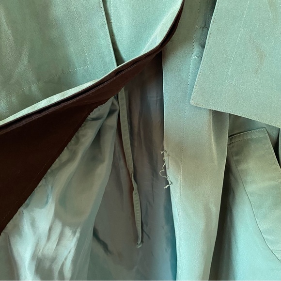 80s Vintage Teal Turquoise Trench Style Jacket - Picture 2 of 11
